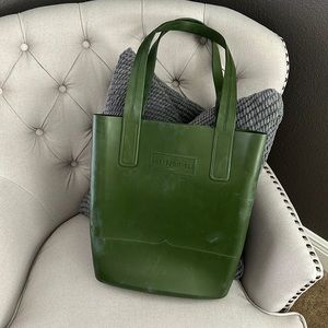 HUNTER olive green rubber tote